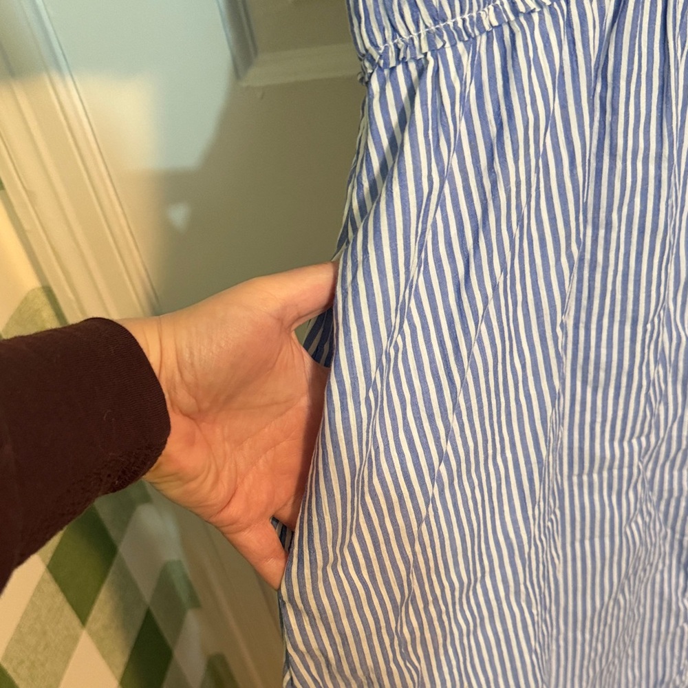 Lilly Pulitzer Tassie Puffed Sleeve Blue & White Stripe Cotton Dress Size 14 - Picture 4 of 7